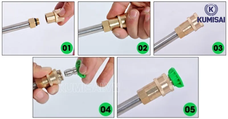 Cách dùng béc phun máy rửa xe