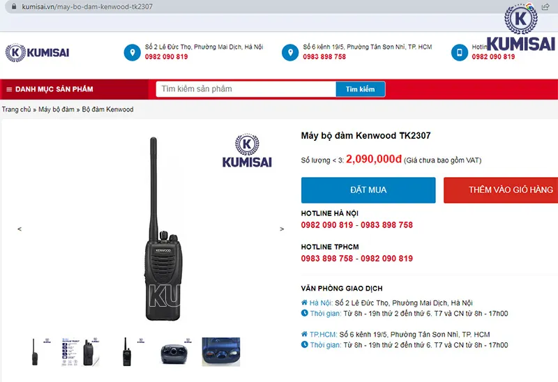 Mua máy bộ đàm Kenwood TK2307 ở Kumisai