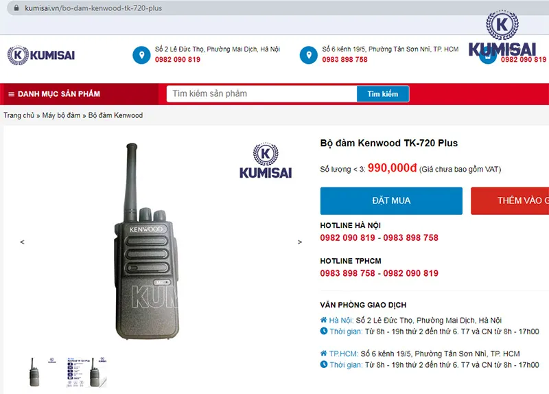 Mua bộ đàm Kenwood TK-720 Plus ở Kumisai.vn