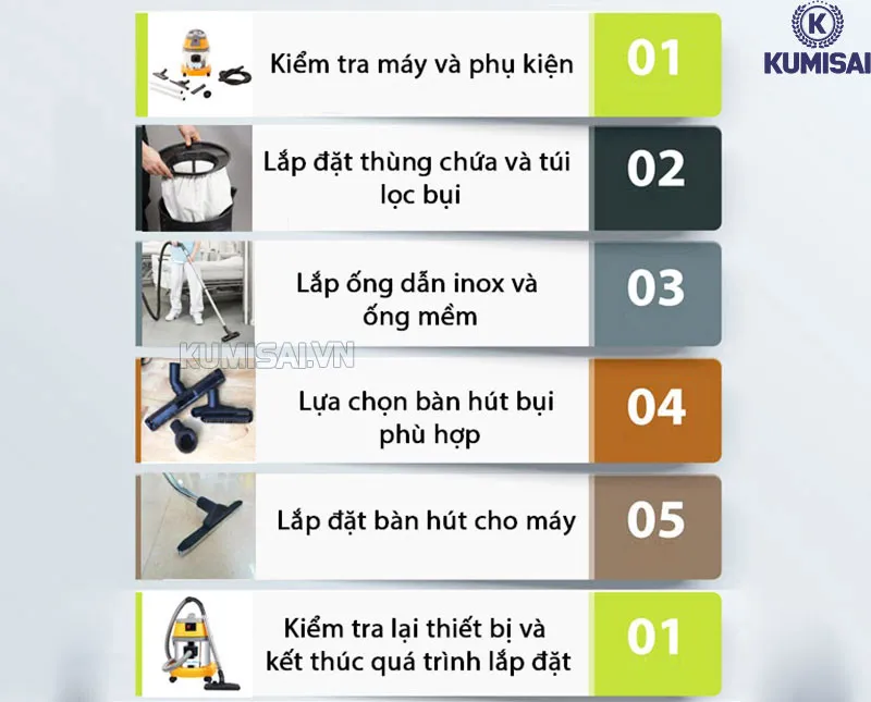 Quy trình lắp đặt máy hút bụi Palada 