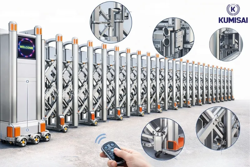 Cấu tạo của cổng xếp điện inox TC-J8913