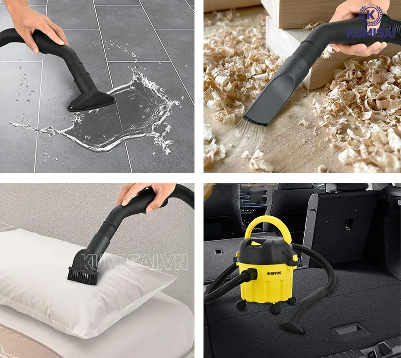 Máy hút bụi công nghiệp 12L đa năng, nhiều đầu hút đi kèm Máy hút bụi công nghiệp 12L đa năng, nhiều đầu hút đi kèm