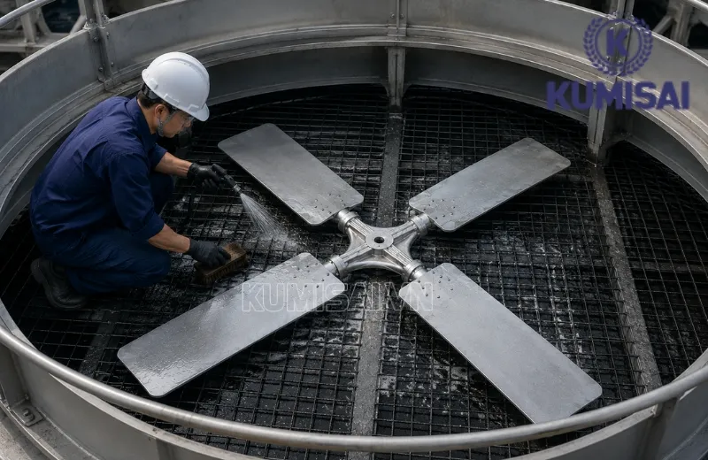 Vệ sinh cánh quạt tháp giải nhiệt D3800mm Vệ sinh cánh quạt tháp giải nhiệt D3800mm