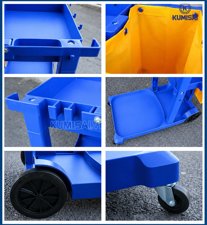 Các bộ phận chính của xe đẩy dọn phòng 3 tầng Kumisai Các bộ phận chính của xe đẩy dọn phòng 3 tầng Kumisai