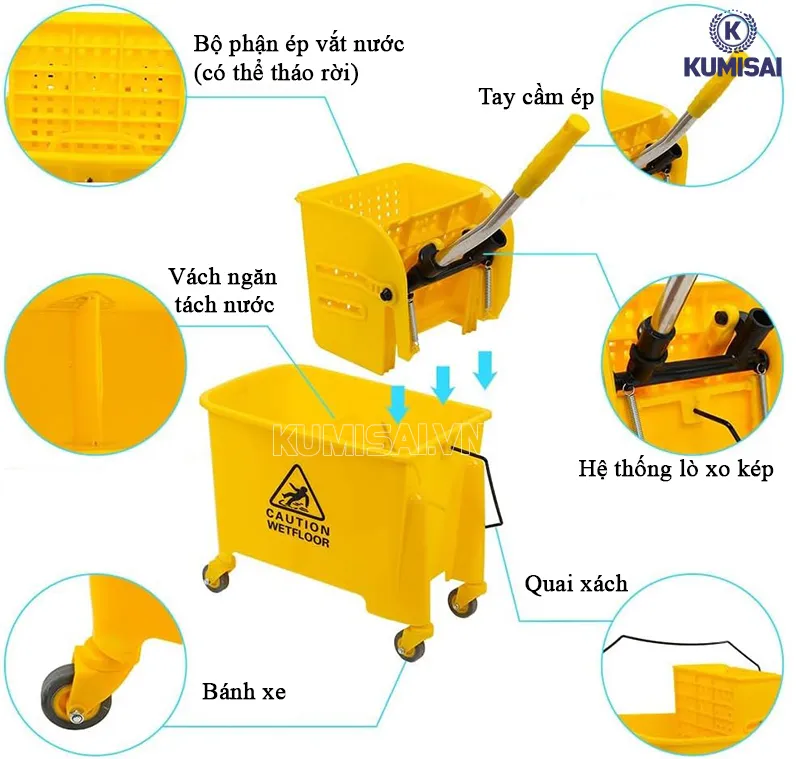 Các bộ phận cấu thành xe dọn vệ sinh Kumisai B-038