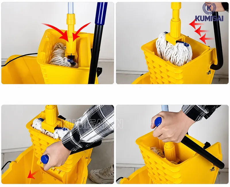 Các bước sử dụng xe đẩy dọn vệ sinh Kumisai B-038
