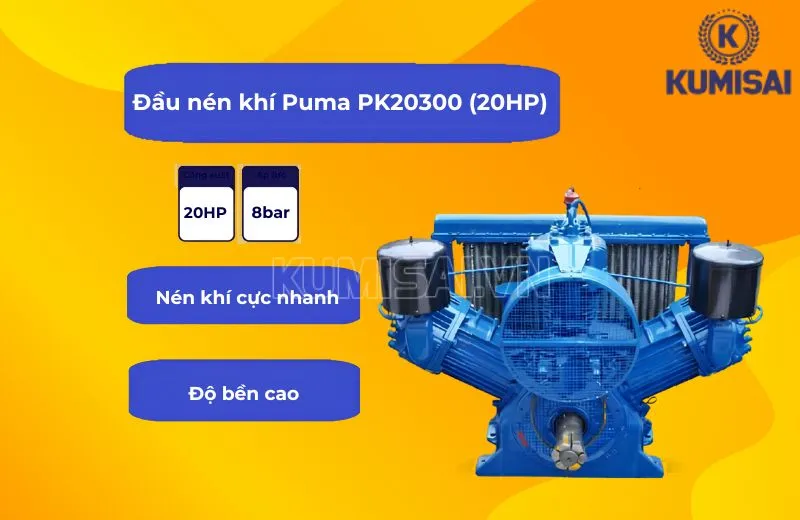 Đầu nén khí Puma Đài Loan PK20300 (20HP) nén khí siêu công suất Đầu nén khí Puma Đài Loan PK20300 (20HP) nén khí siêu công suất