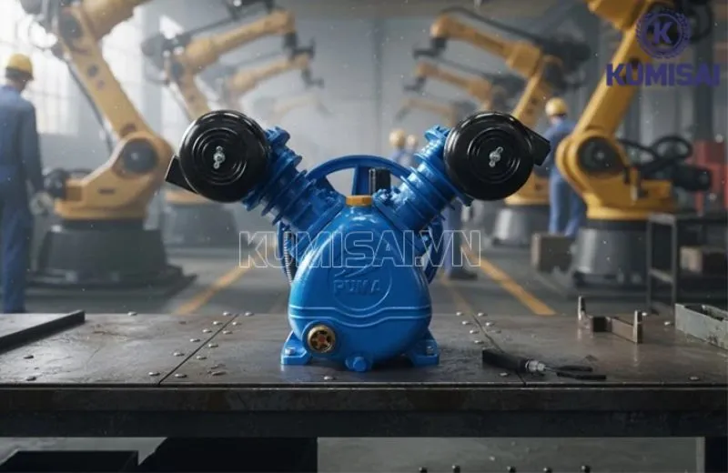 Nhờ động cơ khỏe, đầu nén bơm hơi mạnh mẽ