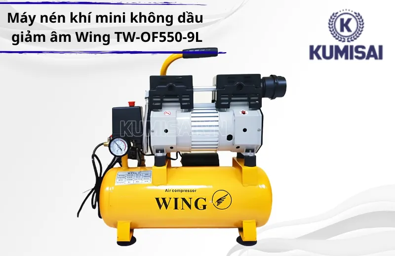 Máy nén khí mini không dầu giảm âm Wing TW-OF550-9L Máy nén khí mini không dầu giảm âm Wing TW-OF550-9L