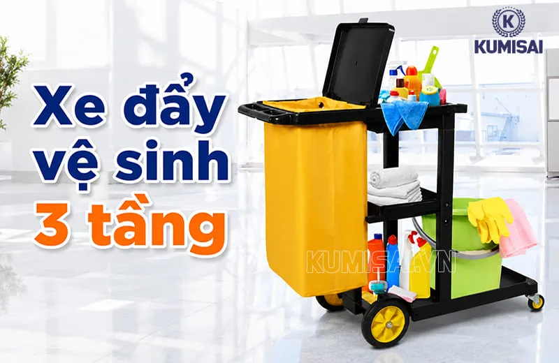 Xe đẩy làm vệ sinh 3 tầng là gì?