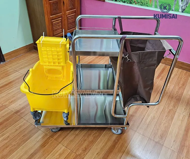Xe đẩy vệ sinh 3 tầng inox 