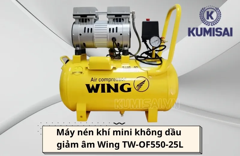 Máy nén khí mini không dầu giảm âm Wing TW-OF550-25L