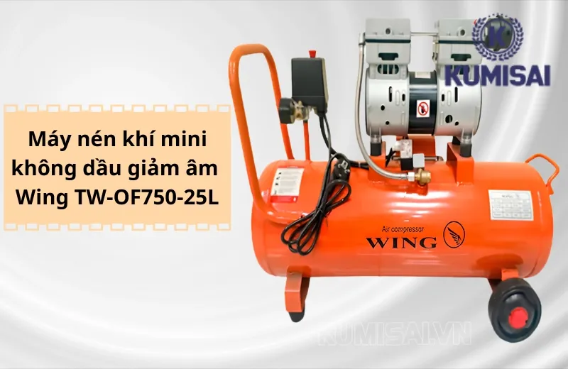 Máy nén khí mini không dầu giảm âm Wing TW-OF750-25L
