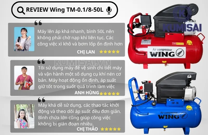 Review của người dùng về máy nén hơi Wing TM-0.1/8-50L Review của người dùng về máy nén hơi Wing TM-0.1/8-50L