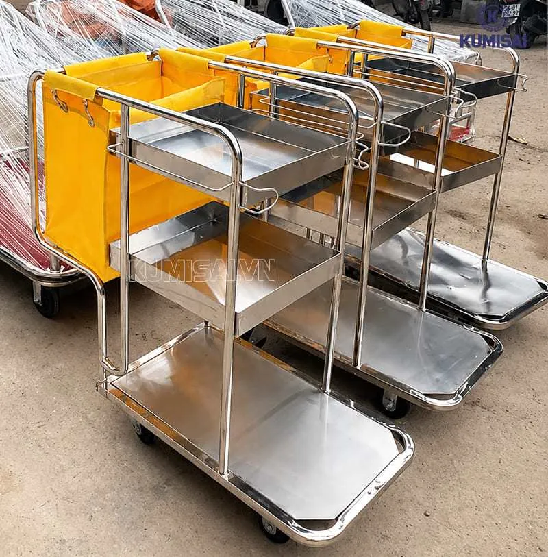 Xe dọn phòng khách sạn inox Xe dọn phòng khách sạn inox
