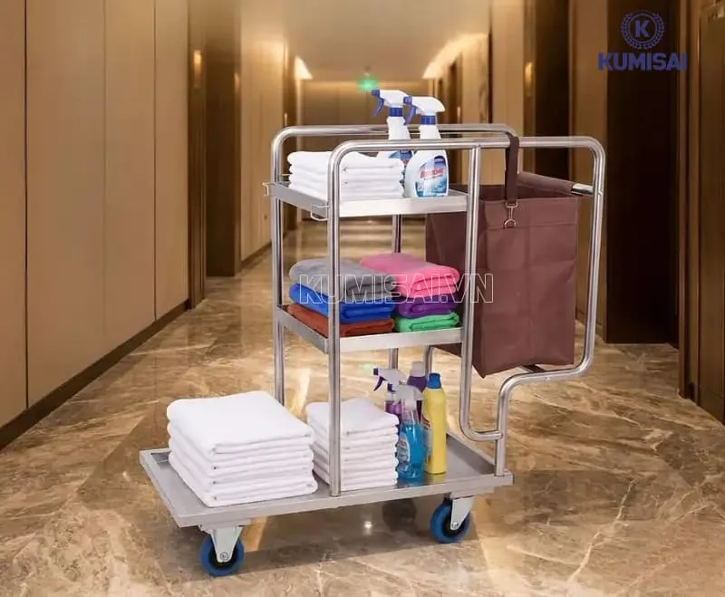 Vệ sinh xe đẩy làm vệ sinh inox sau khi dùng xong 