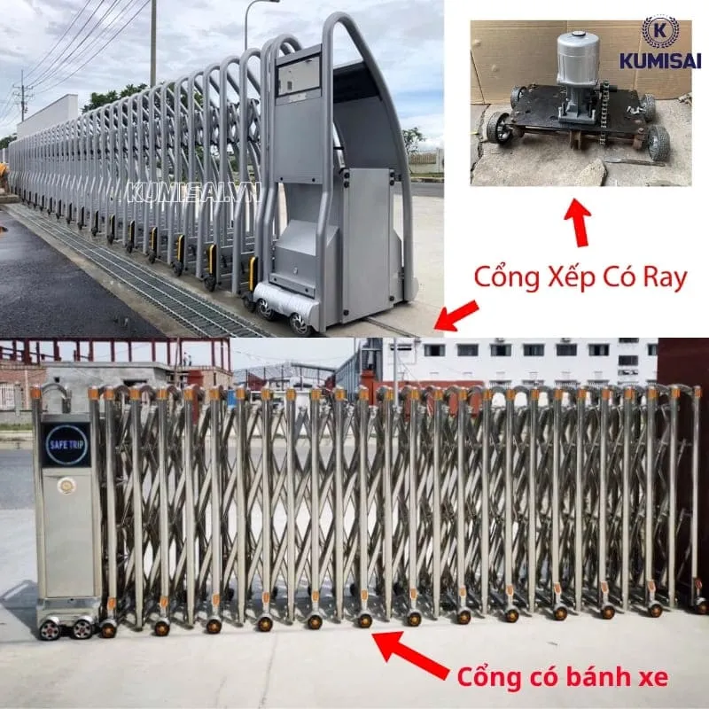 Cấu tạo chung của cổng xếp inox Cấu tạo chung của cổng xếp inox
