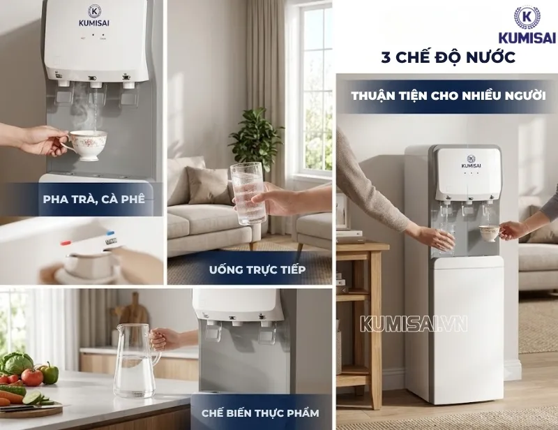 3 chế độ nước nóng, lạnh và nguội 3 chế độ nước nóng, lạnh và nguội