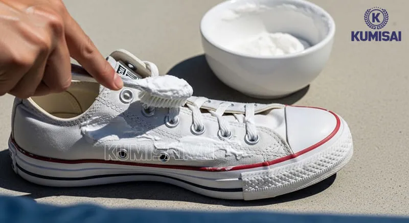 Cách giặt giày Converse trắng bị ố vàng bằng baking soda và giấm Cách giặt giày Converse trắng bị ố vàng bằng baking soda và giấm