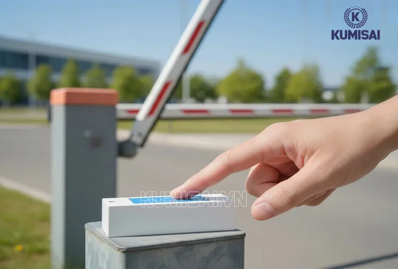 Nút bấm nối dài truyền lệnh đóng/mở barrier như thế nào?