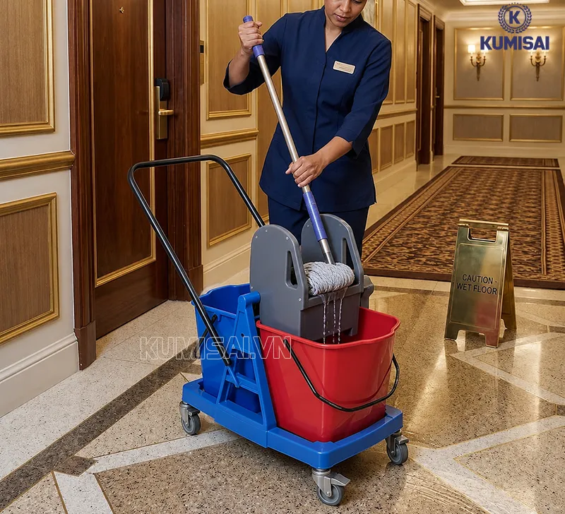Cách dùng xe vắt móp đôi Kumisai 34L
