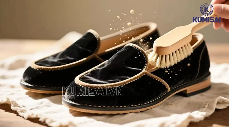 Làm sạch vết bẩn khô bằng bàn chải Làm sạch vết bẩn khô bằng bàn chải