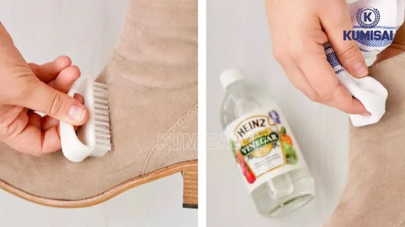 Khử vết mốc trên giày nhung với giấm trắng Khử vết mốc trên giày nhung với giấm trắng