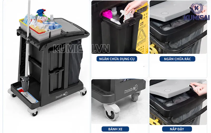 Chi tiết cấu tạo xe đẩy làm vệ sinh Numatic với các ngăn chứa khoa học Chi tiết cấu tạo xe đẩy làm vệ sinh Numatic với các ngăn chứa khoa học