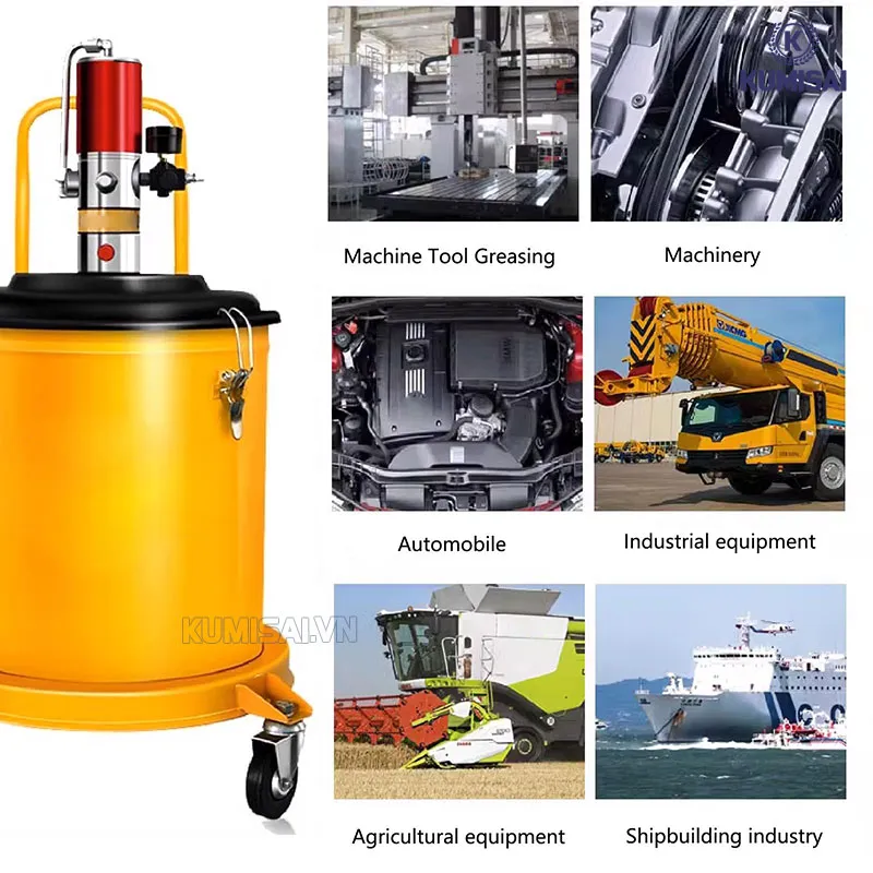 Máy bơm mỡ 20L ứng dụng đa dạng Máy bơm mỡ 20L ứng dụng đa dạng