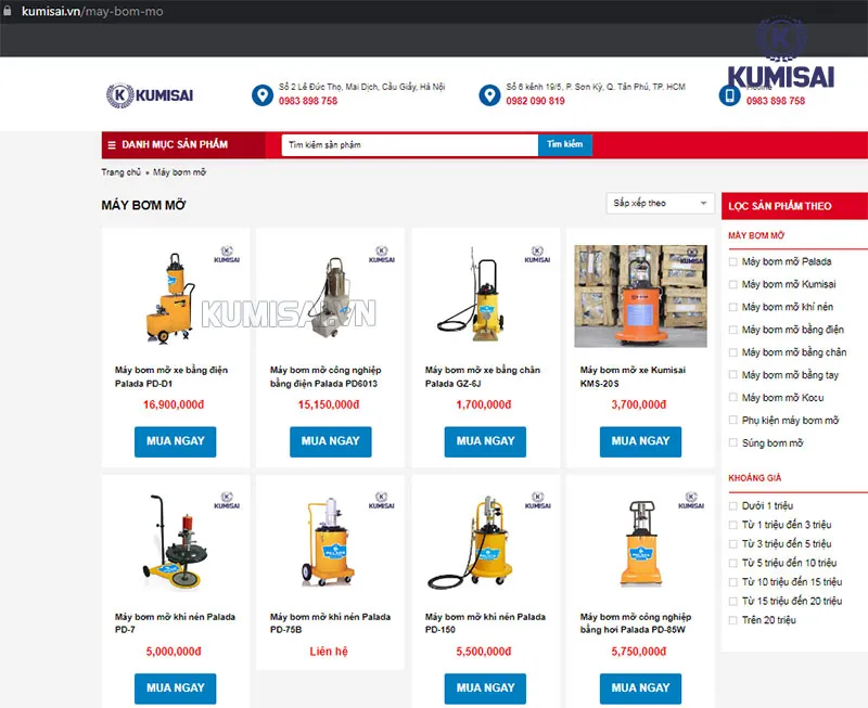 Mua máy bơm mỡ 20L ở KUMISAI VIỆT NAM Mua máy bơm mỡ 20L ở KUMISAI VIỆT NAM