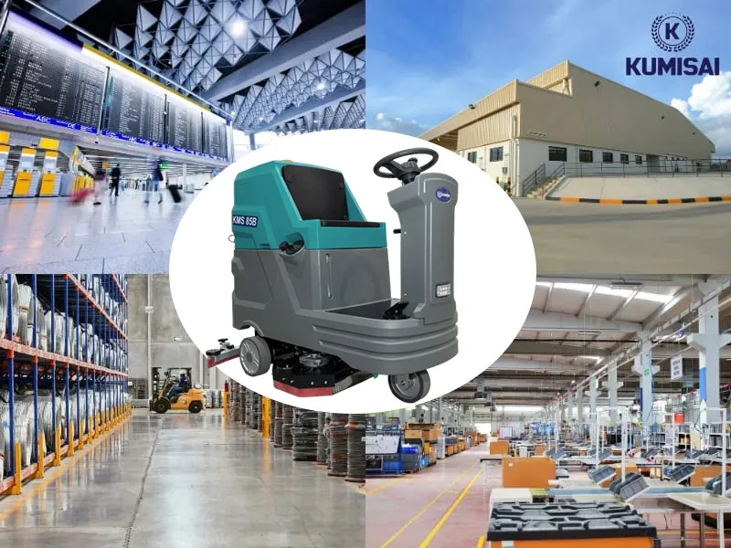 Ứng dụng thực tiễn của máy chà sàn ngồi lái Kumisai KMS 85B Ứng dụng thực tiễn của máy chà sàn ngồi lái Kumisai KMS 85B