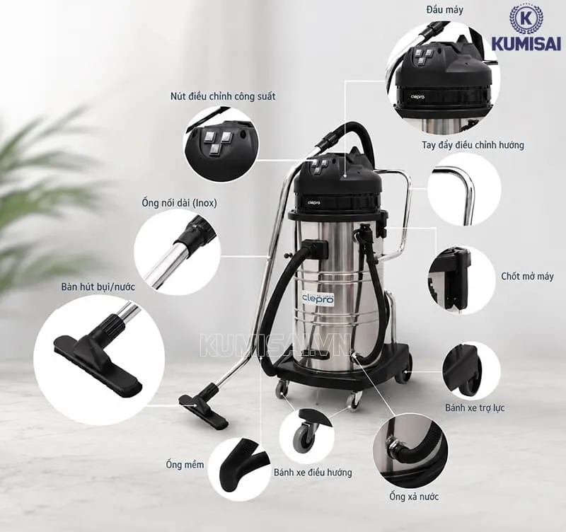 Máy hút bụi Clepro gồm những bộ phận nào? Máy hút bụi Clepro gồm những bộ phận nào?