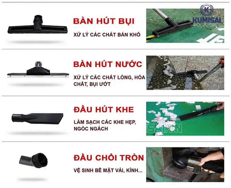 Các đầu hút đa năng, hỗ trợ làm sạch mọi ngóc ngách Các đầu hút đa năng, hỗ trợ làm sạch mọi ngóc ngách