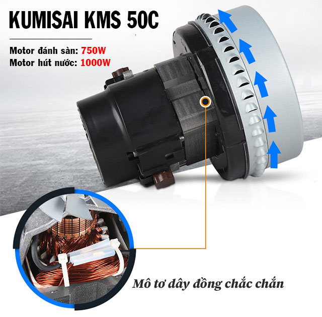 Kumisai KMS 50C - Vận hành bền bỉ, mạnh mẽ với 100% motor dây đồng