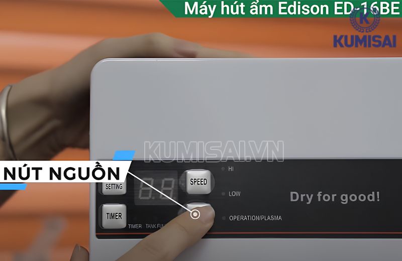 Khởi động máy hút ẩm Edison ED 16BE