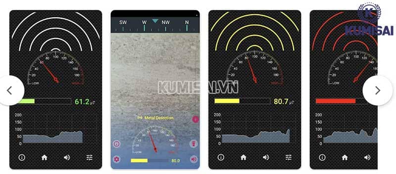 Giao diện của app máy rà kim loại Giao diện của app máy rà kim loại