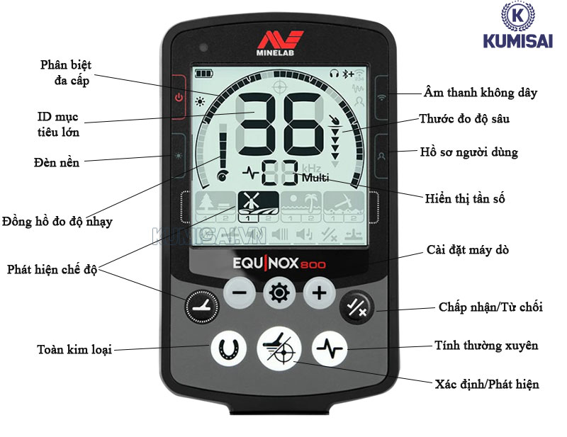 Bảng điều khiển máy dò kim loại Equinox 800