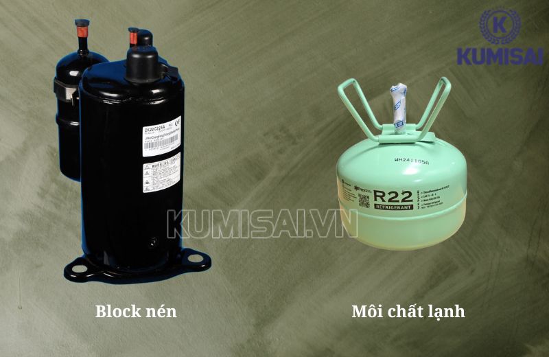 Block nén và môi chất lạnh trong máy Block nén và môi chất lạnh trong máy