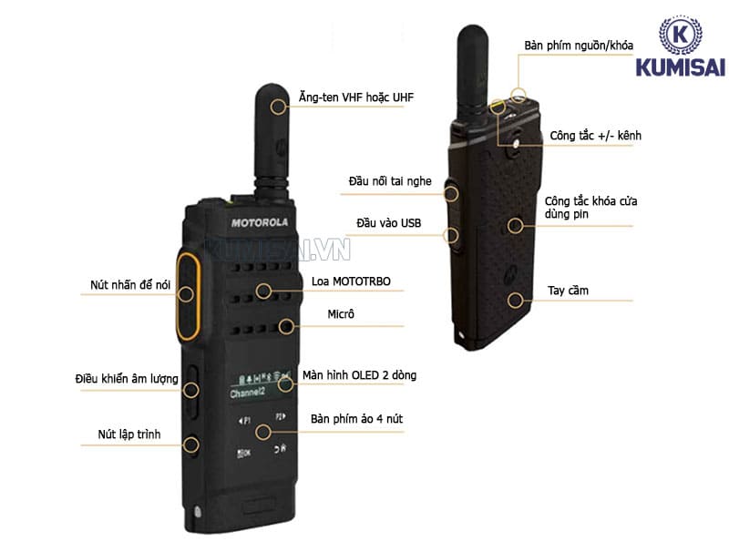 Cấu tạo chi tiết bộ đàm Motorola Xir SL2M