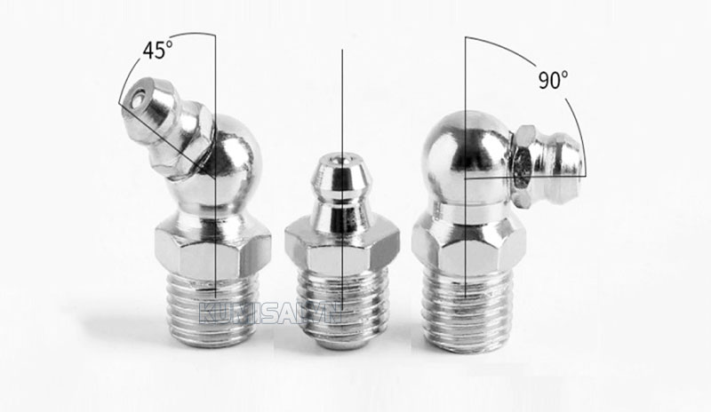 Các loại đầu bơm mỡ cong 45° - thẳng - 90°