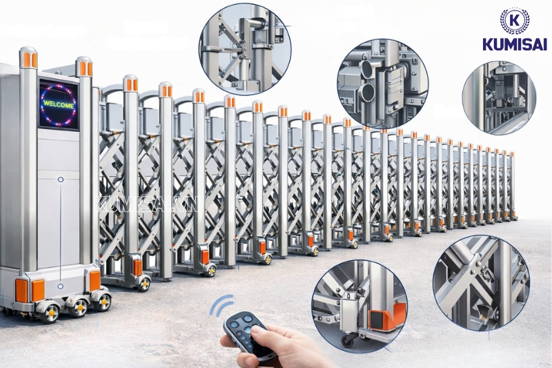 Cấu tạo của cổng xếp điện inox TC-J8913
