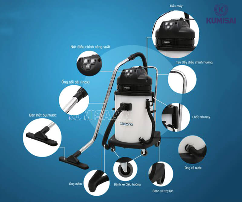 Cấu tạo cơ bản của máy hút bụi công nghiệp Clepro Cấu tạo cơ bản của máy hút bụi công nghiệp Clepro