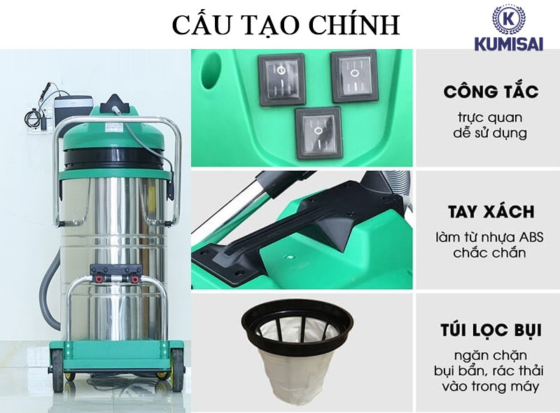 Cấu tạo cơ bản của máy hút bụi công suất lớn Palada PD 802J-3