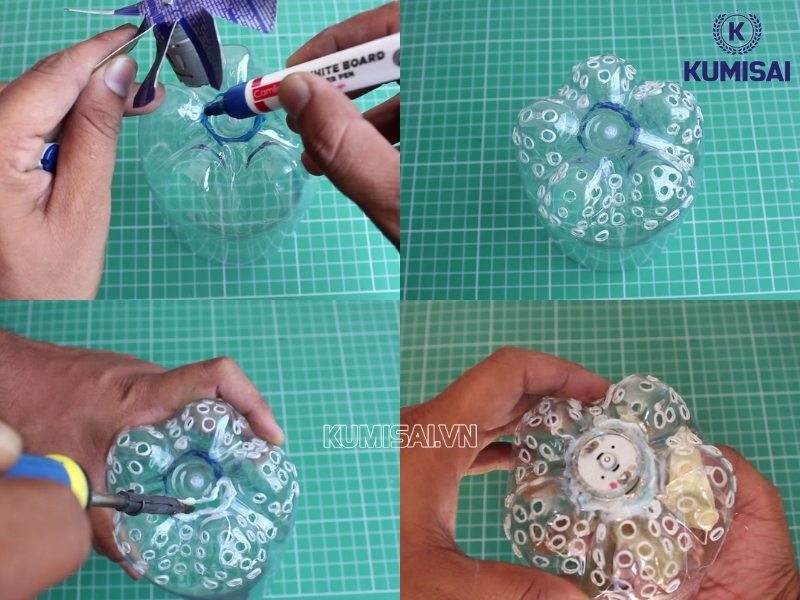 Gắn motor vào đáy chai nhựa