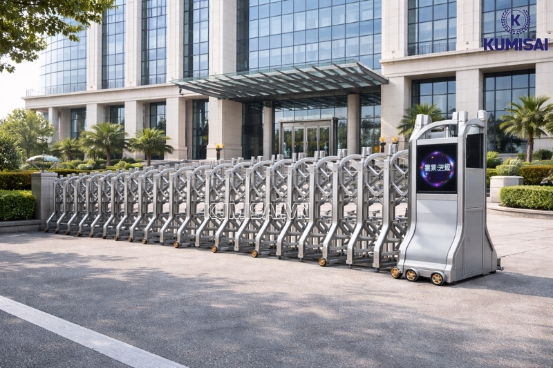 Cổng xếp inox TC-J8927 có thiết kế hiện đại