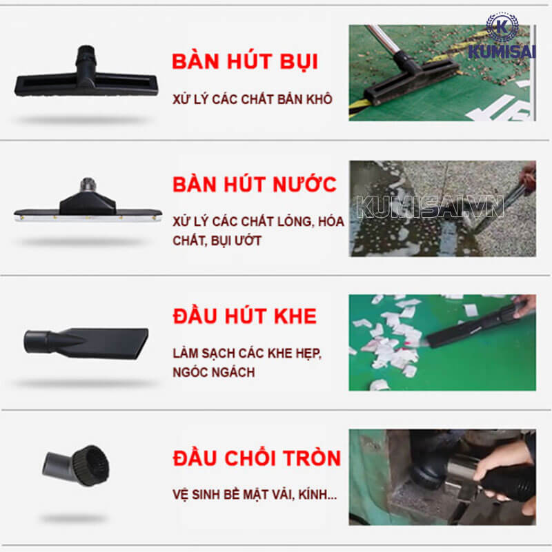 Các đầu hút đi kèm máy hút bụi công nghiệp 70L