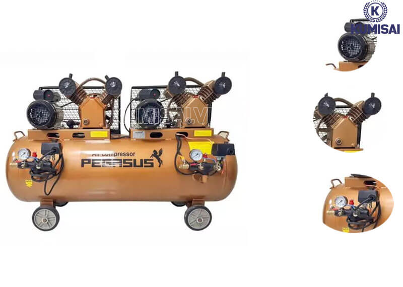 Máy nén khí Pegasus TM-V-0.25/8x2-230L sở hữu 2 motor và 2 đầu nén