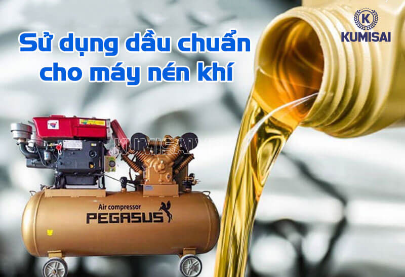 Dùng dầu chuẩn cho máy nén khí Pegasus TM-W-1.6/8-500L