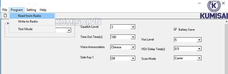 Đọc tần số mà bộ đàm đang sử dụng