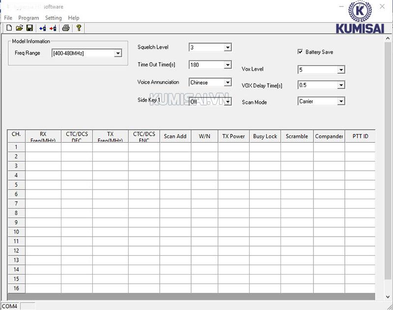 Đọc tần số máy bộ đàm